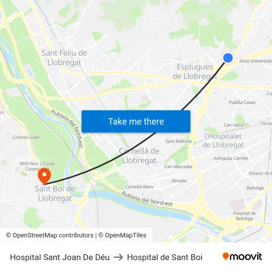 Hospital Sant Joan De Déu to Hospital de Sant Boi map