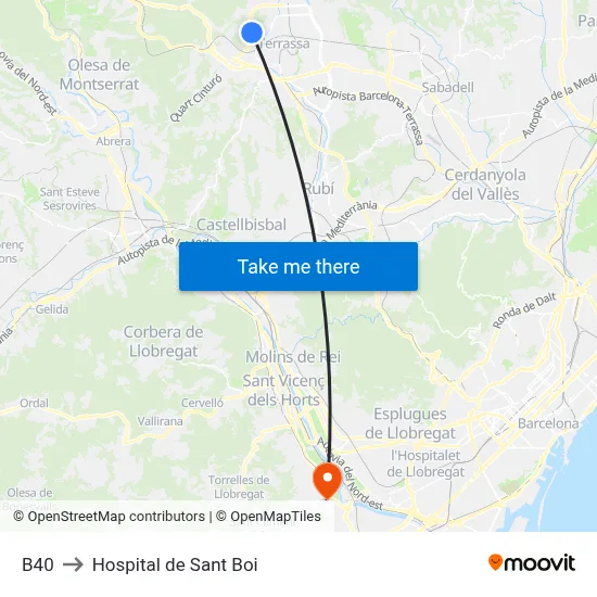 B40 to Hospital de Sant Boi map