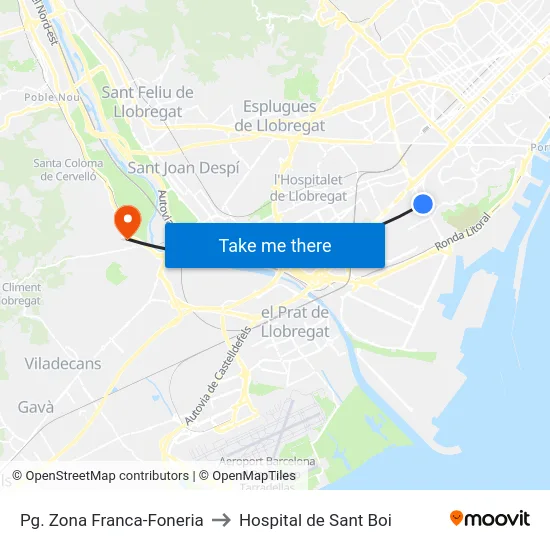 Pg. Zona Franca-Foneria to Hospital de Sant Boi map