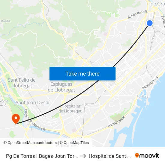Pg De Torras I Bages-Joan Torras to Hospital de Sant Boi map