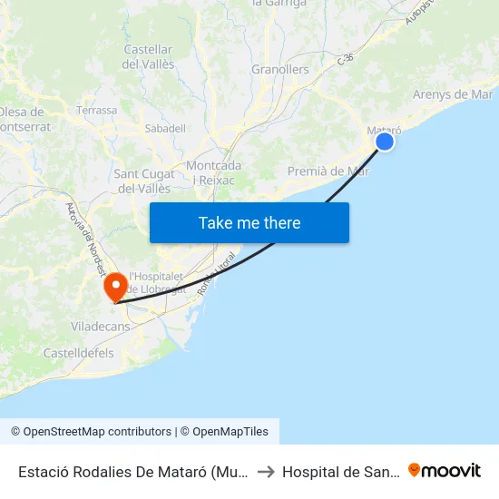 Estació Rodalies De Mataró (Muntanya) to Hospital de Sant Boi map