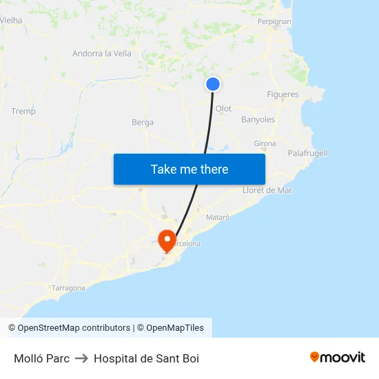 Molló Parc to Hospital de Sant Boi map