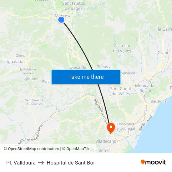 Pl. Valldaura to Hospital de Sant Boi map