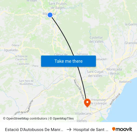 Estació D'Autobusos De Manresa to Hospital de Sant Boi map