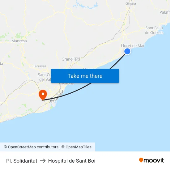 Pl. Solidaritat to Hospital de Sant Boi map