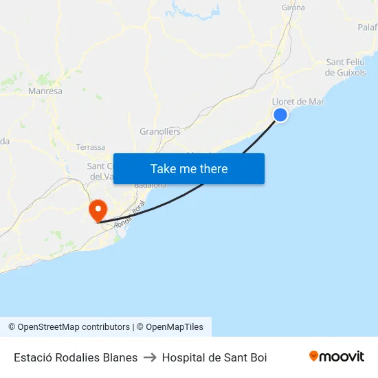 Estació Rodalies Blanes to Hospital de Sant Boi map