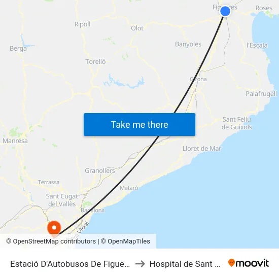 Estació D'Autobusos De Figueres to Hospital de Sant Boi map
