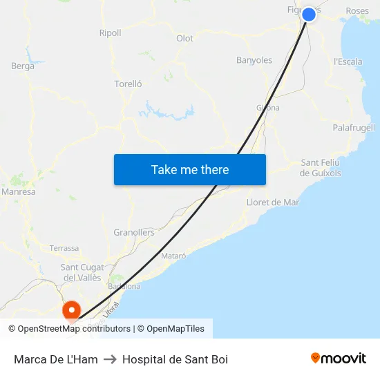 Marca De L'Ham to Hospital de Sant Boi map