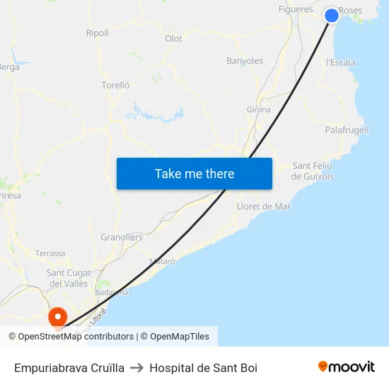 Empuriabrava Cruïlla to Hospital de Sant Boi map