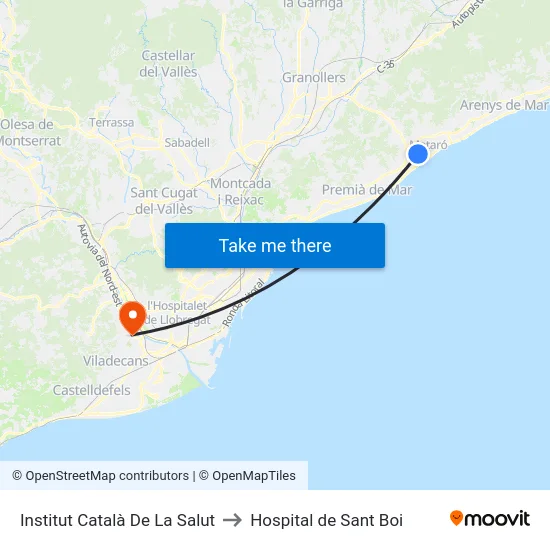 Institut Català De La Salut to Hospital de Sant Boi map