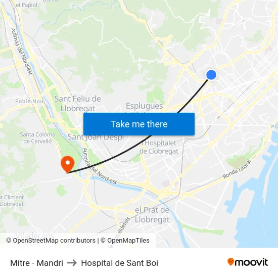 Mitre - Mandri to Hospital de Sant Boi map