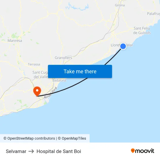 Selvamar to Hospital de Sant Boi map