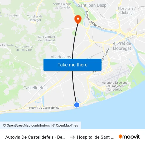 Autovia De Castelldefels - Begur to Hospital de Sant Boi map