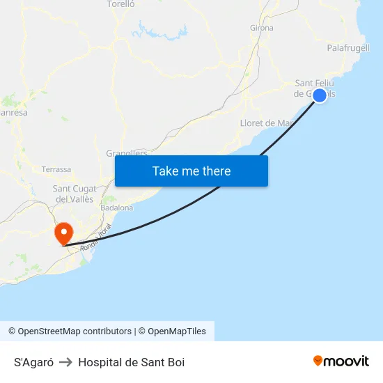 S'Agaró to Hospital de Sant Boi map