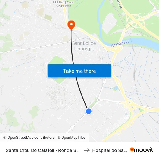 Santa Creu De Calafell - Ronda Sant Ramon to Hospital de Sant Boi map