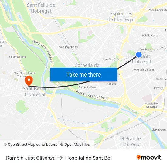 Rambla Just Oliveras to Hospital de Sant Boi map