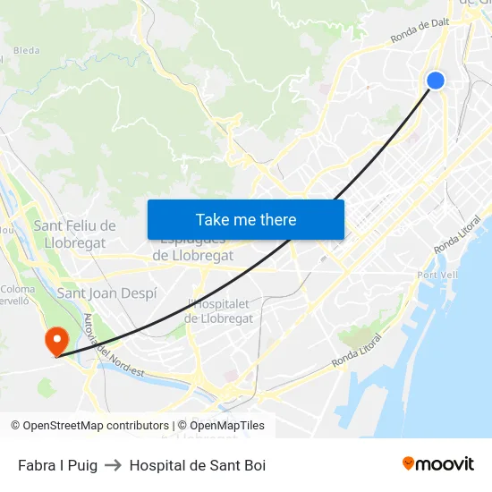Fabra I Puig to Hospital de Sant Boi map