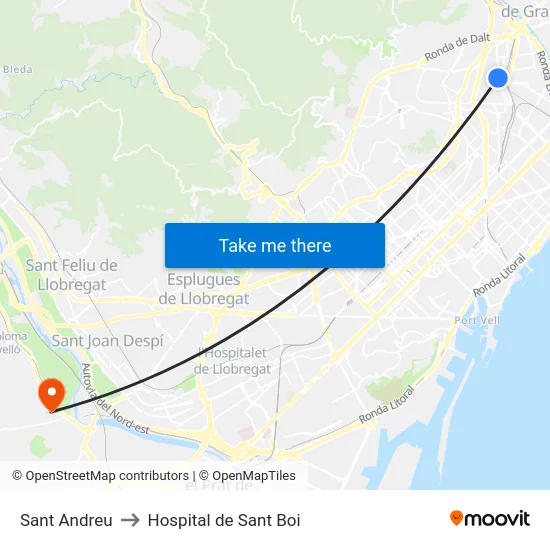 Sant Andreu to Hospital de Sant Boi map