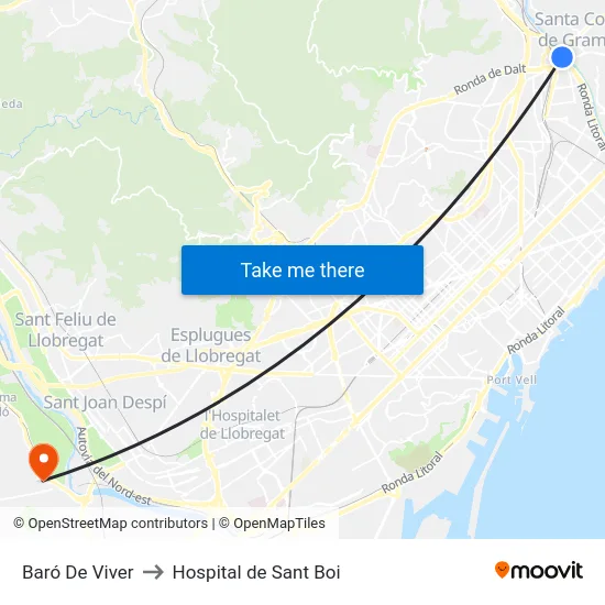 Baró De Viver to Hospital de Sant Boi map