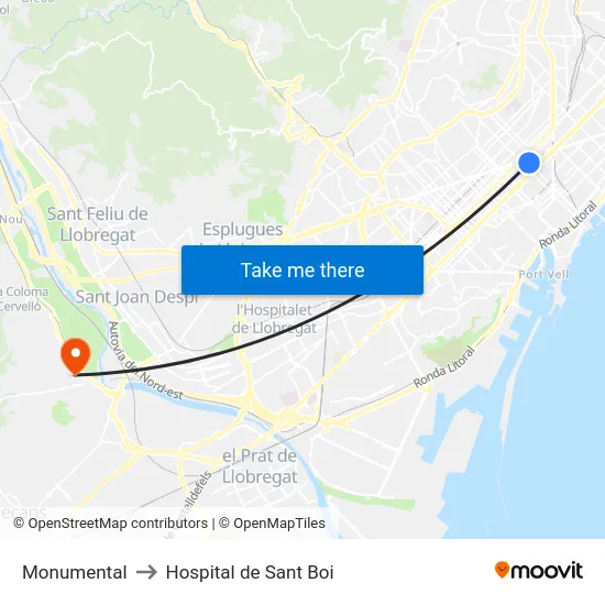 Monumental to Hospital de Sant Boi map