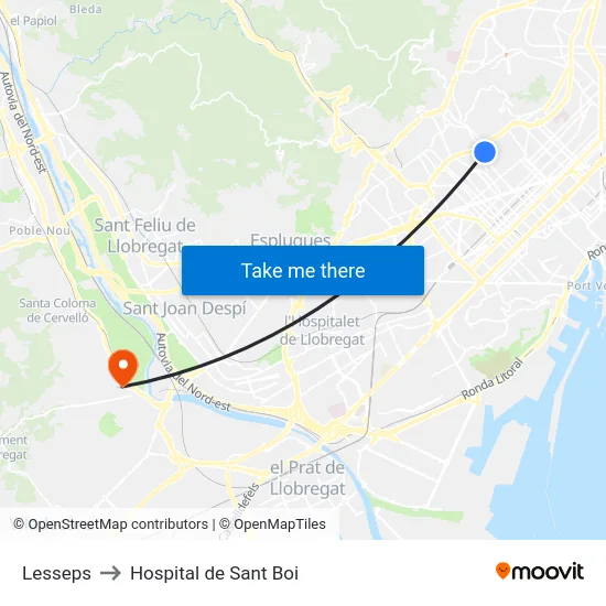 Lesseps to Hospital de Sant Boi map
