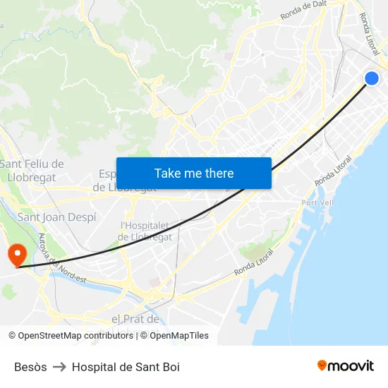 Besòs to Hospital de Sant Boi map