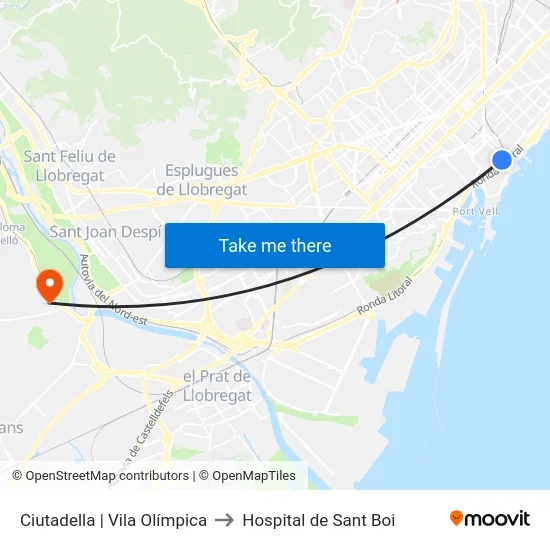 Ciutadella | Vila Olímpica to Hospital de Sant Boi map