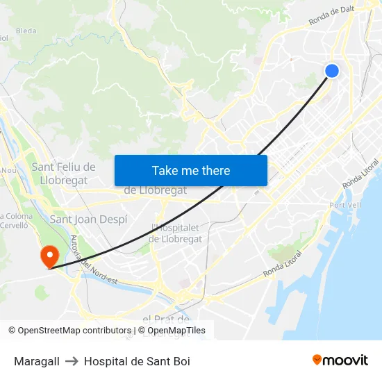 Maragall to Hospital de Sant Boi map