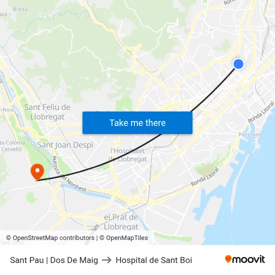 Sant Pau | Dos De Maig to Hospital de Sant Boi map