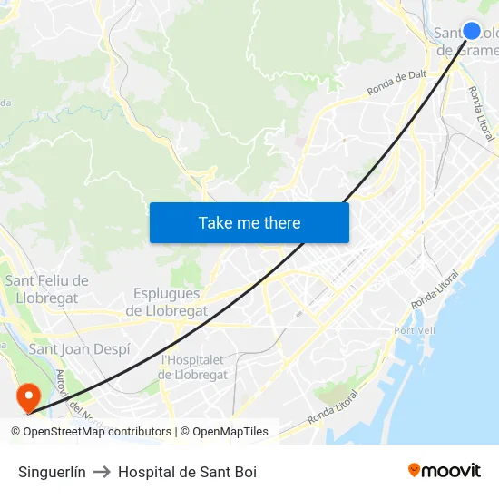 Singuerlín to Hospital de Sant Boi map