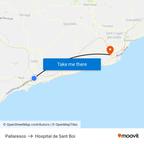 Pallaresos to Hospital de Sant Boi map