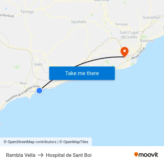 Rambla Vella to Hospital de Sant Boi map