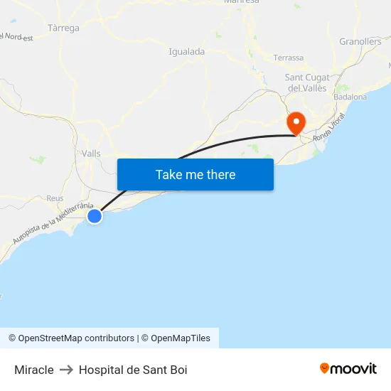 Miracle to Hospital de Sant Boi map