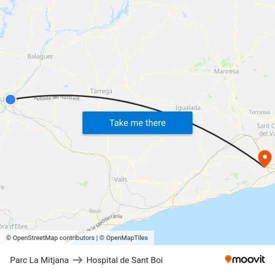 Parc La Mitjana to Hospital de Sant Boi map