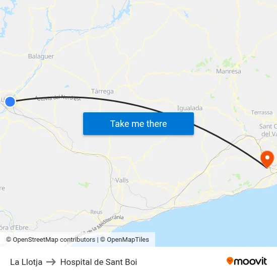 La Llotja to Hospital de Sant Boi map