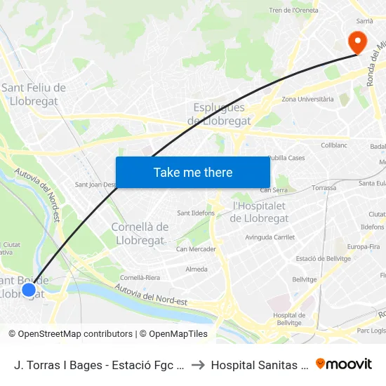 J. Torras I Bages - Estació Fgc Sant Boi to Hospital Sanitas CIMA map