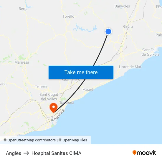 Anglès to Hospital Sanitas CIMA map