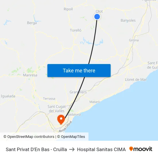 Sant Privat D'En Bas - Cruïlla to Hospital Sanitas CIMA map