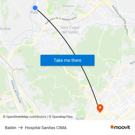 Bailén to Hospital Sanitas CIMA map