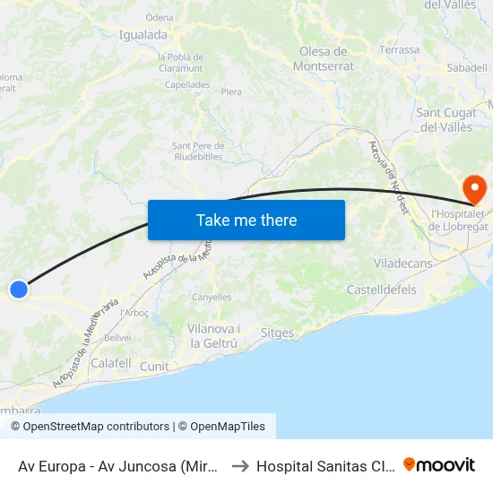 Av Europa - Av Juncosa (Mirador) to Hospital Sanitas CIMA map