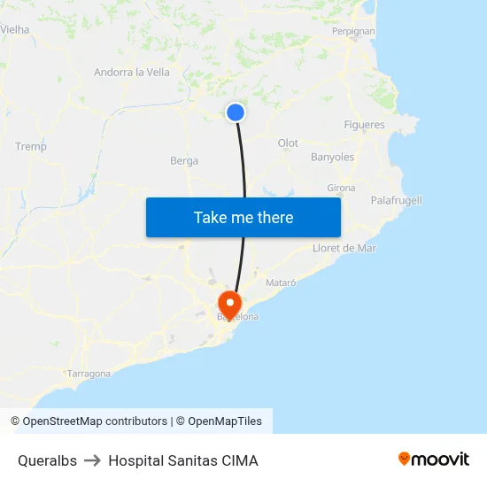 Queralbs to Hospital Sanitas CIMA map