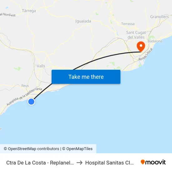 Ctra De La Costa - Replanells to Hospital Sanitas CIMA map
