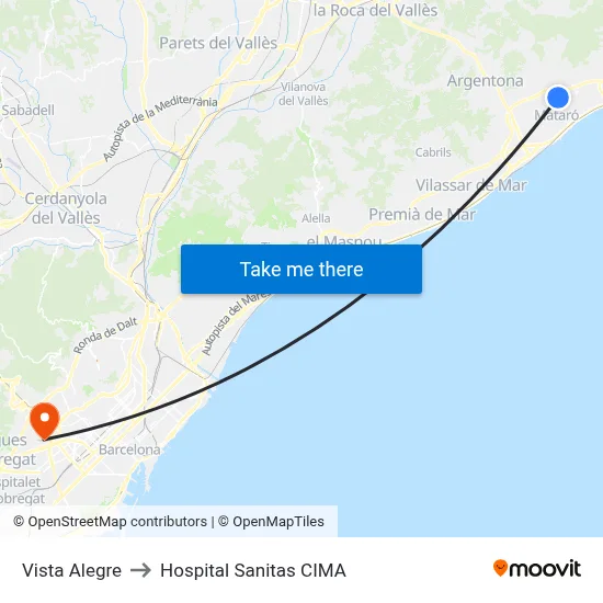 Vista Alegre to Hospital Sanitas CIMA map