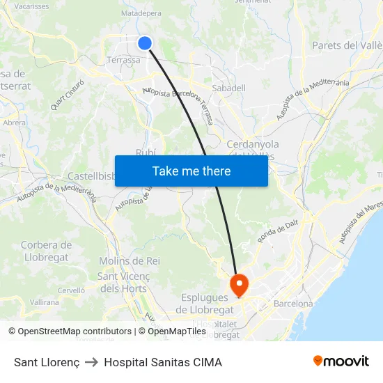 Sant Llorenç to Hospital Sanitas CIMA map