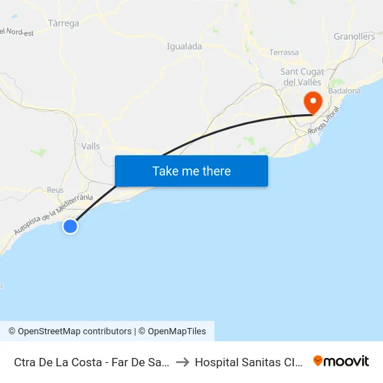 Ctra De La Costa - Far De Salou to Hospital Sanitas CIMA map