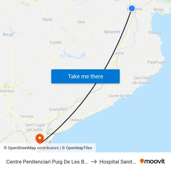 Centre Penitenciari Puig De Les Basses, Figueres to Hospital Sanitas CIMA map