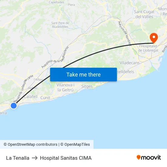 La Tenalla to Hospital Sanitas CIMA map