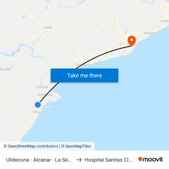 Ulldecona - Alcanar - La Sènia to Hospital Sanitas CIMA map