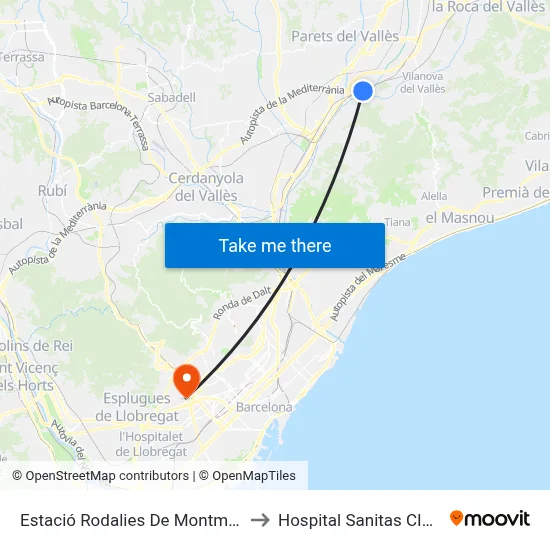 Estació Rodalies De Montmeló to Hospital Sanitas CIMA map