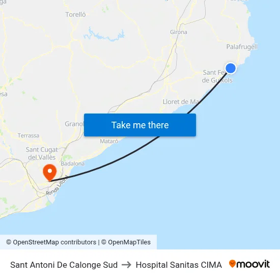 Sant Antoni De Calonge Sud to Hospital Sanitas CIMA map